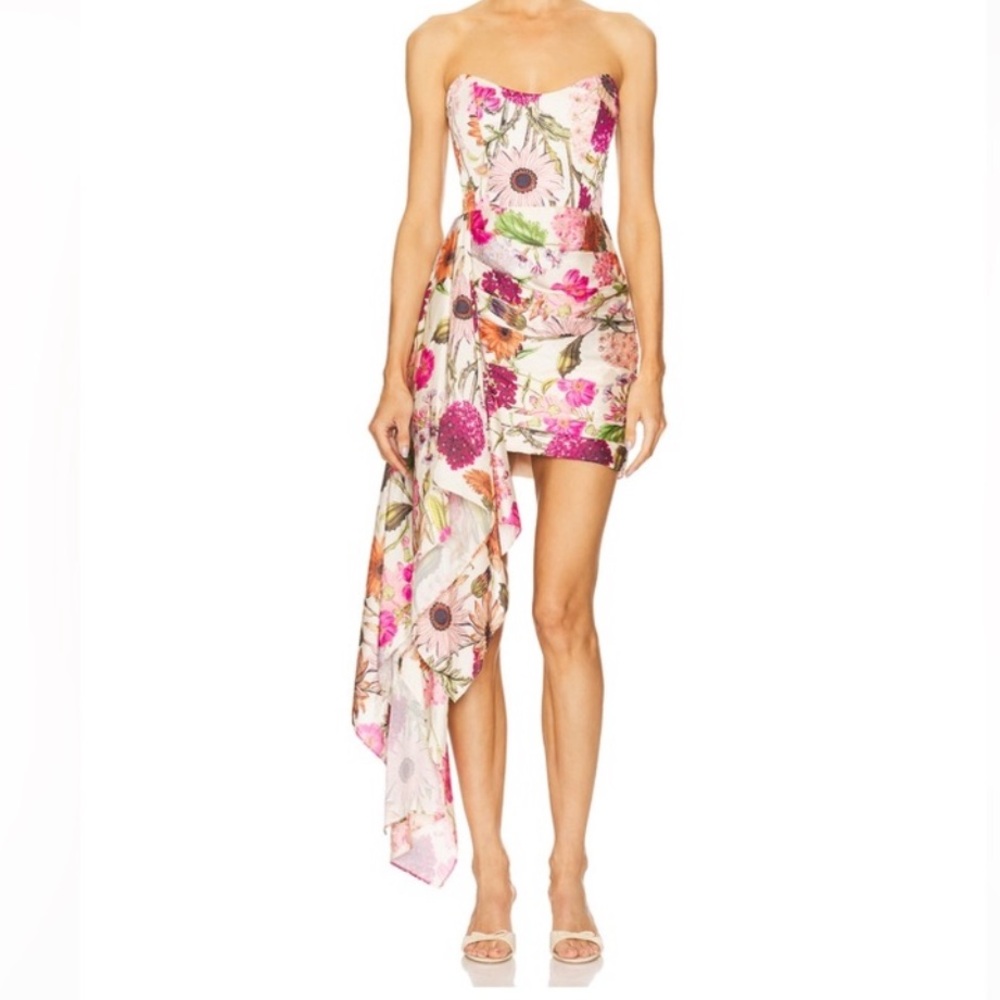 Katie May Chasing Dawn Asymetrical strapless flora dress XS